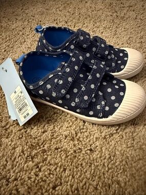 Cat & Jack Navy Polka Dot Kids Sneakers with White Toe